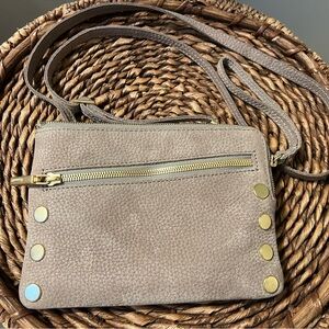 GUC $275 Leather HAMMITT NASH Natural Gray Crossbody Bag Clutch Wristlet
